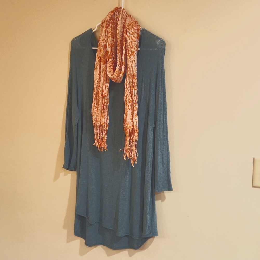 Long Green Tunic w/ scarf